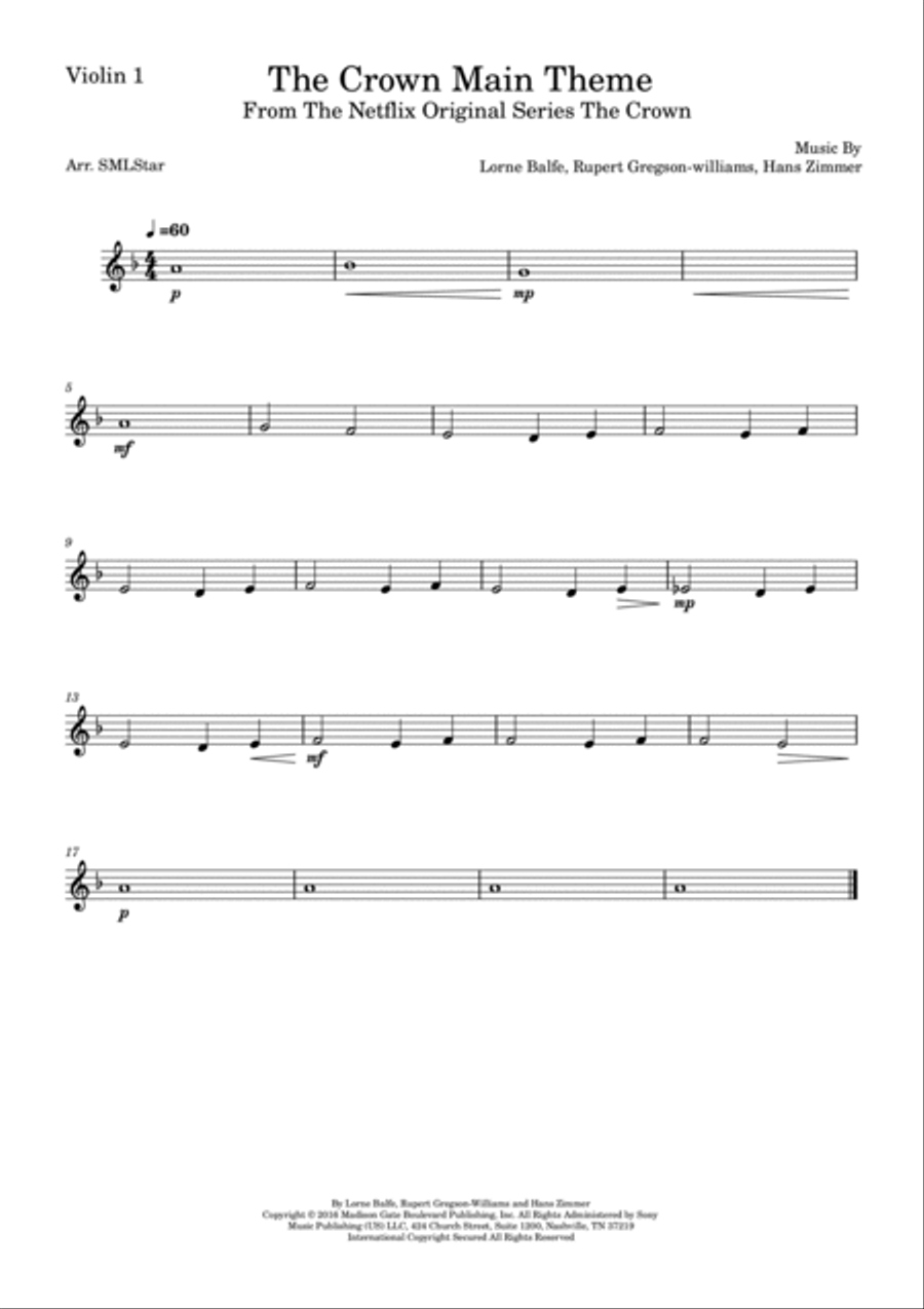The Crown Main Theme String Quartet scores gallery preview page 2