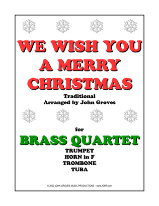 Book cover for We Wish You A Merry Christmas - Trumpet, Horn, Trombone, Tuba (Brass Quartet)