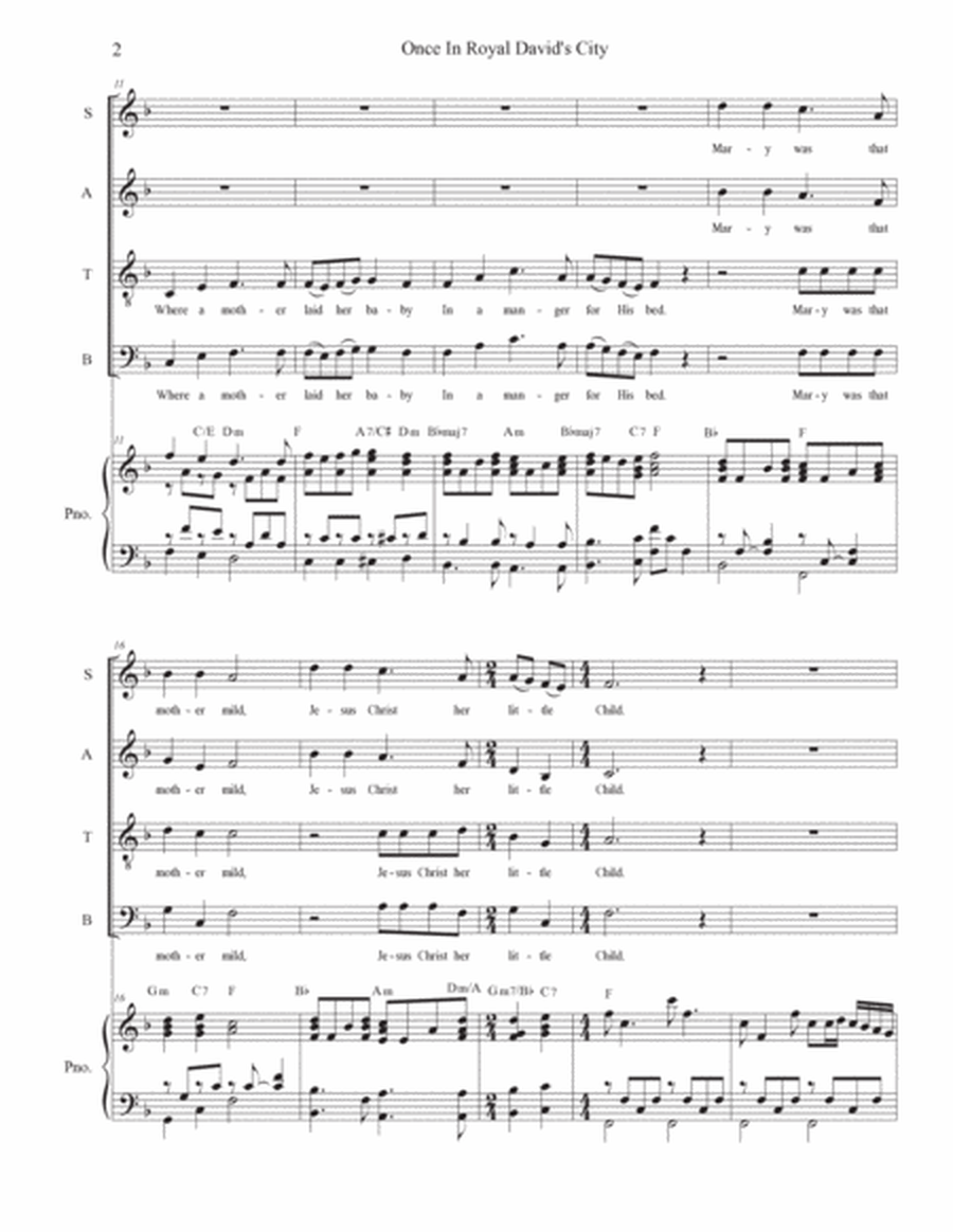 Once In Royal David's City (with "Hark! The Herald Angels Sing") (SATB) image number null