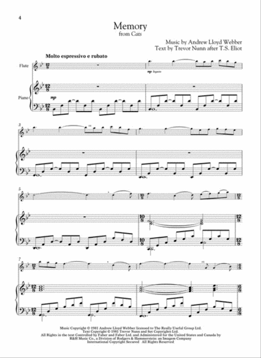 Andrew Lloyd Webber for Classical Players – Flute and Piano Flute Solo scores gallery preview page 3