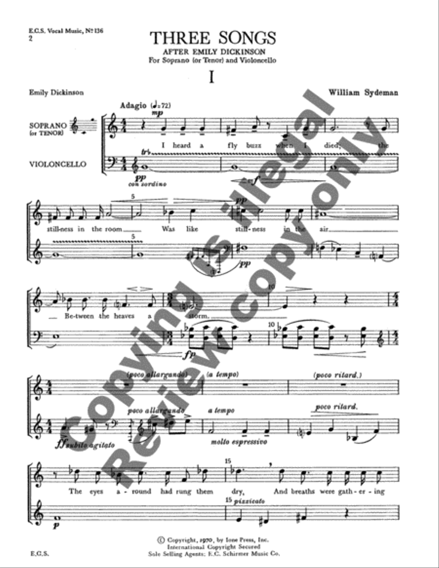 Three Songs After Emily Dickinson High Voice scores gallery preview page 3
