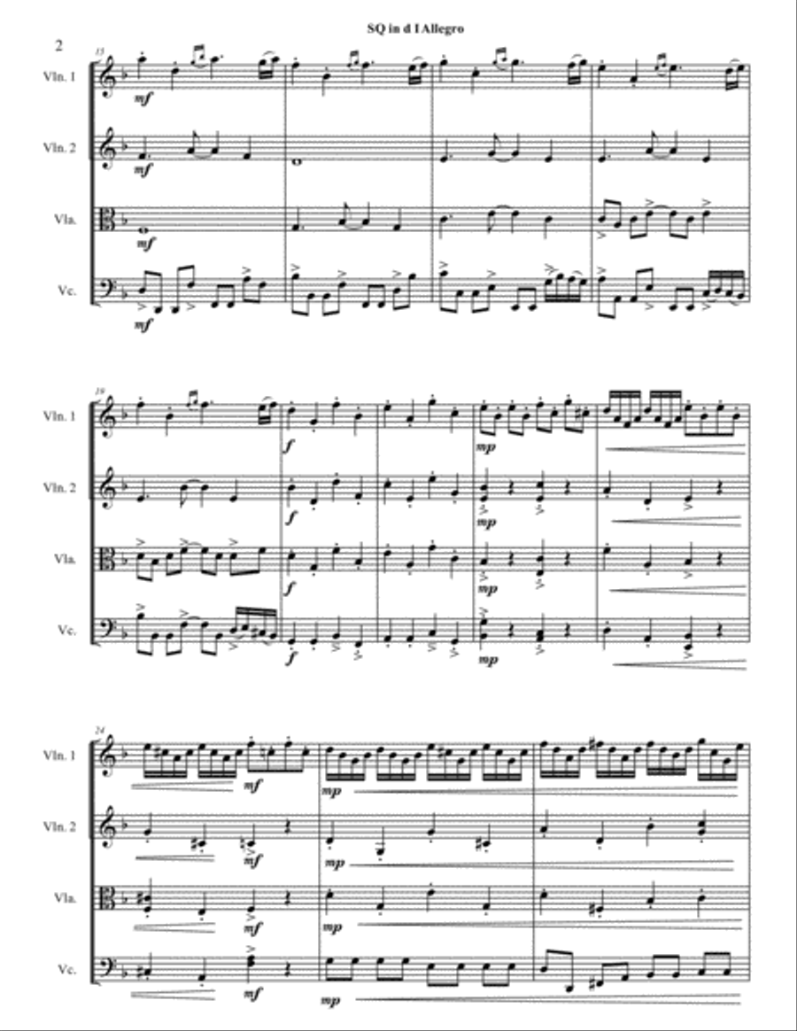Matt Schwarz String Quartet 1 in D Minor Score String Quartet scores gallery preview page 2