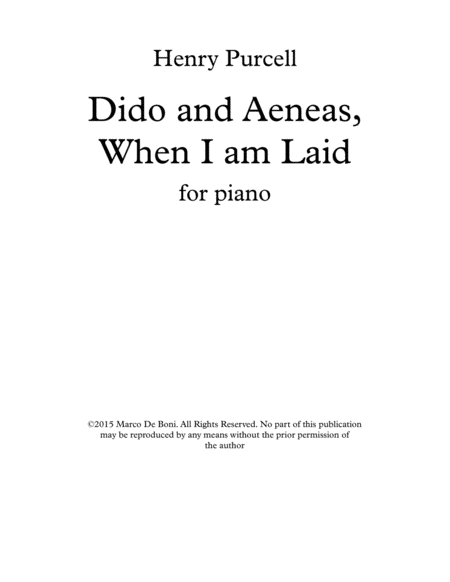 Dido and Aeneas - Dido's Lament (When I am Laid)