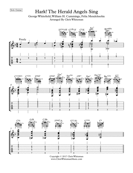 Hark! The Herald Angels Sing - Jazz Guitar Chord Melody image number null