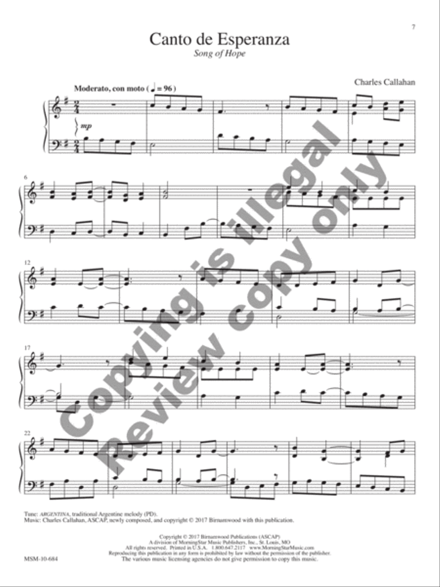Cantad al Señor: 12 Spanish and Latin American Hymn Settings for Organ Organ Solo scores gallery preview page 5