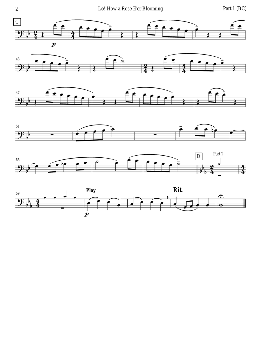 Lo! How a Rose E’er Blooming (Tuba Quartet) Brass Quartet scores gallery preview page 5