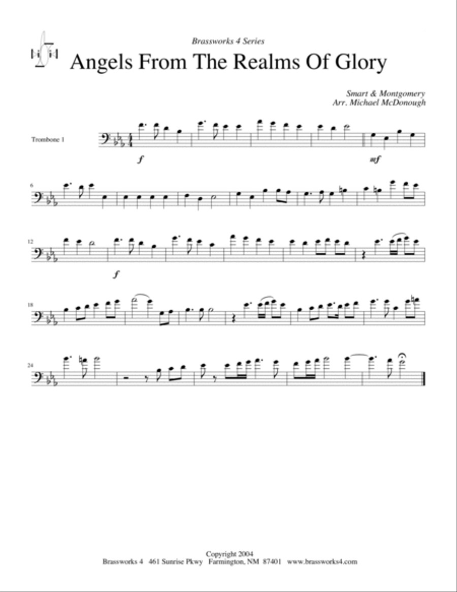 Angels From the Realms Of Glory Trombone Quartet scores gallery preview page 3