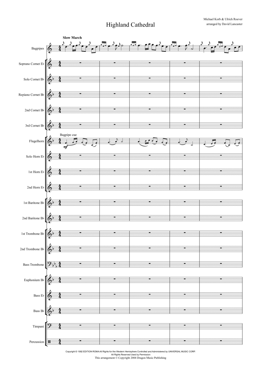 Highland Cathedral Brass Band scores gallery preview page 1