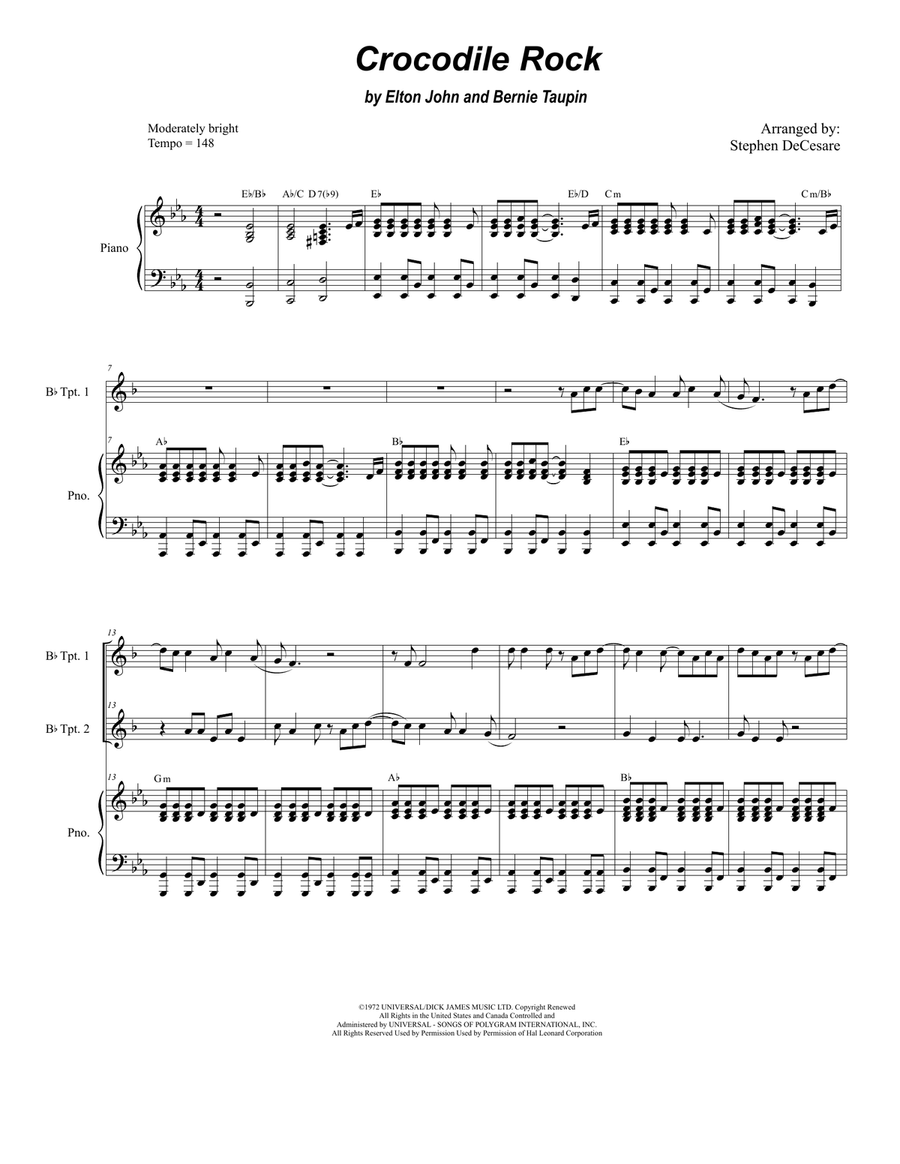Crocodile Rock Crocodile Rock Trumpet Duet scores gallery preview page 1