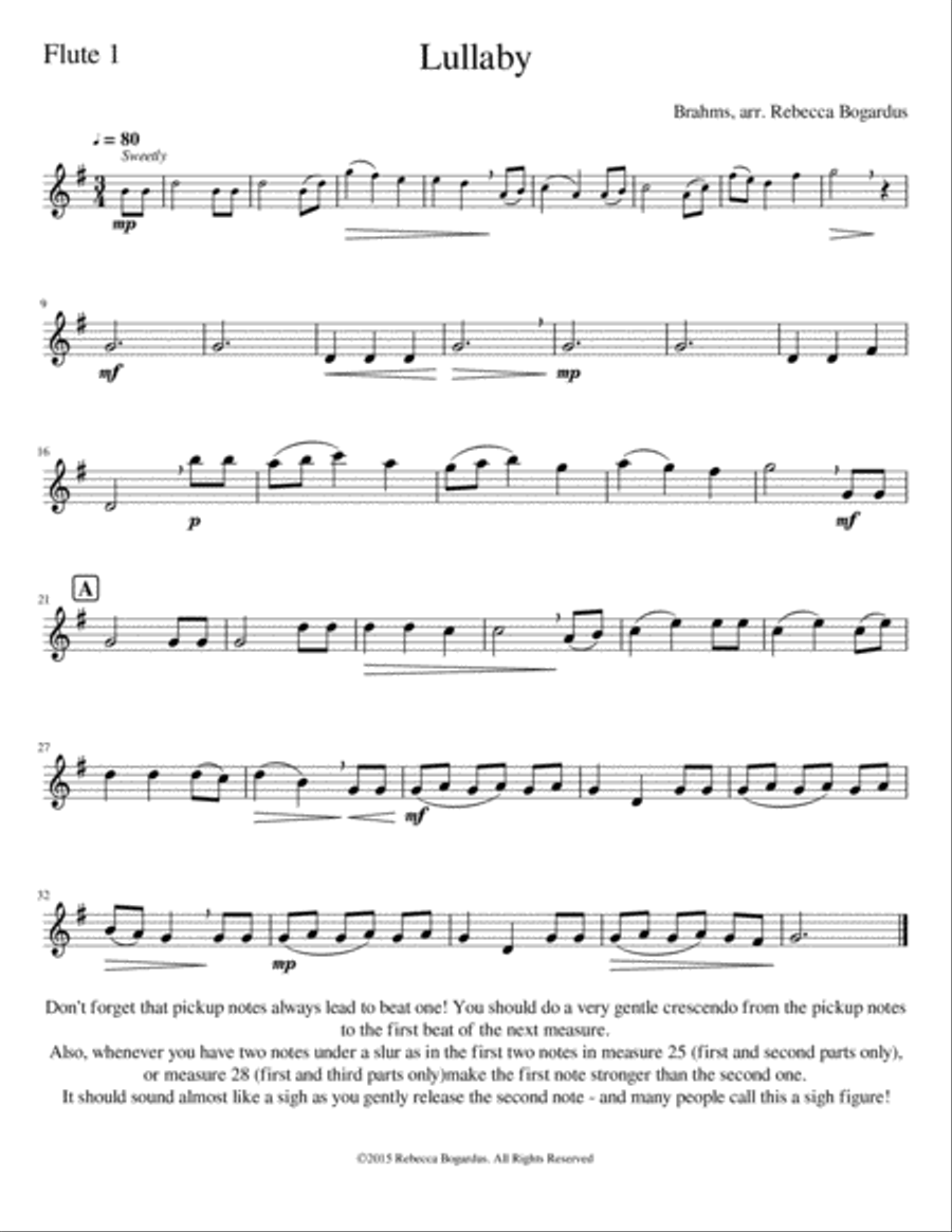 Brahm's Lullaby Flute Duet scores gallery preview page 6