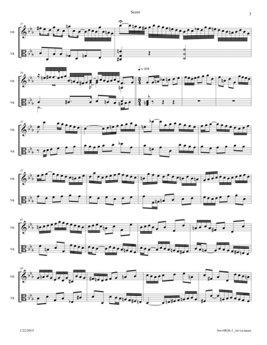 JS Bach: Partita 2 BWV 826 in c minor Movement 1 arr. for Violin and Viola image number null