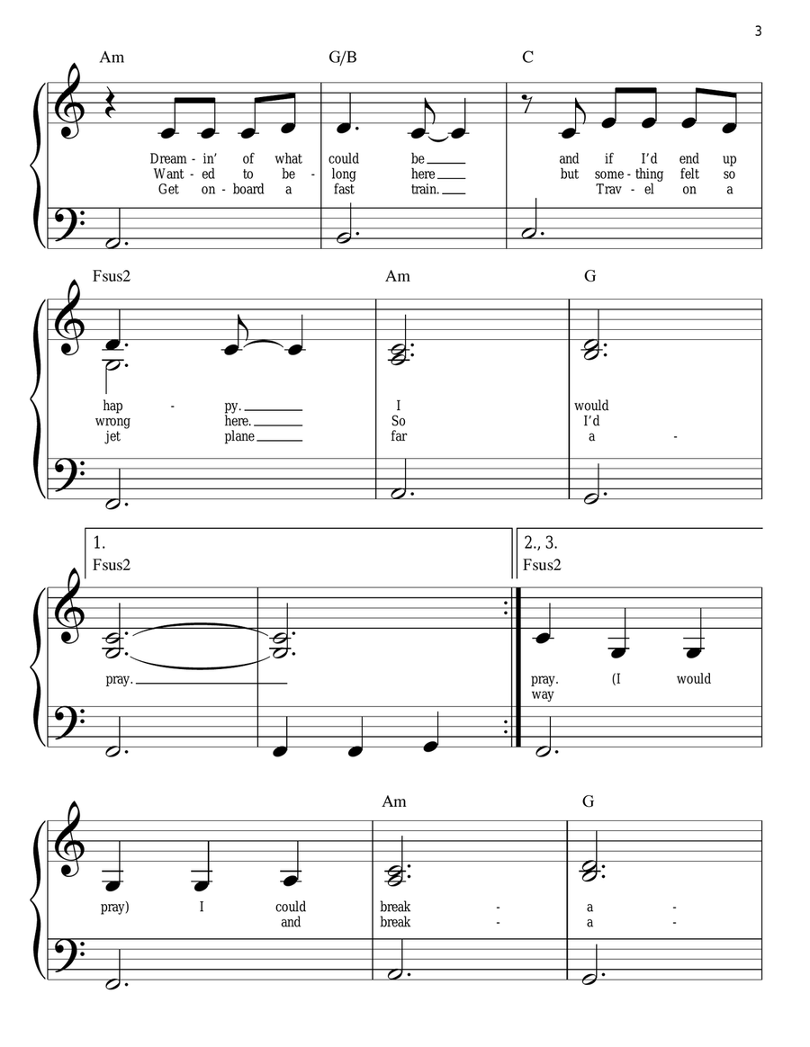 Breakaway Breakaway Easy Piano scores gallery preview page 3