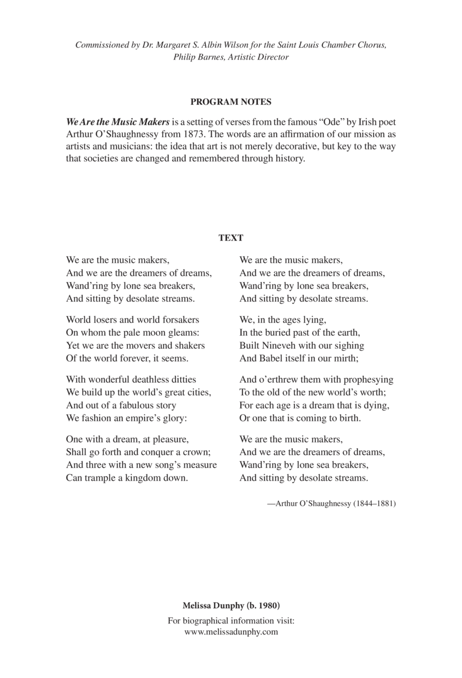 We Are the Music Makers 4-Part scores gallery preview page 1