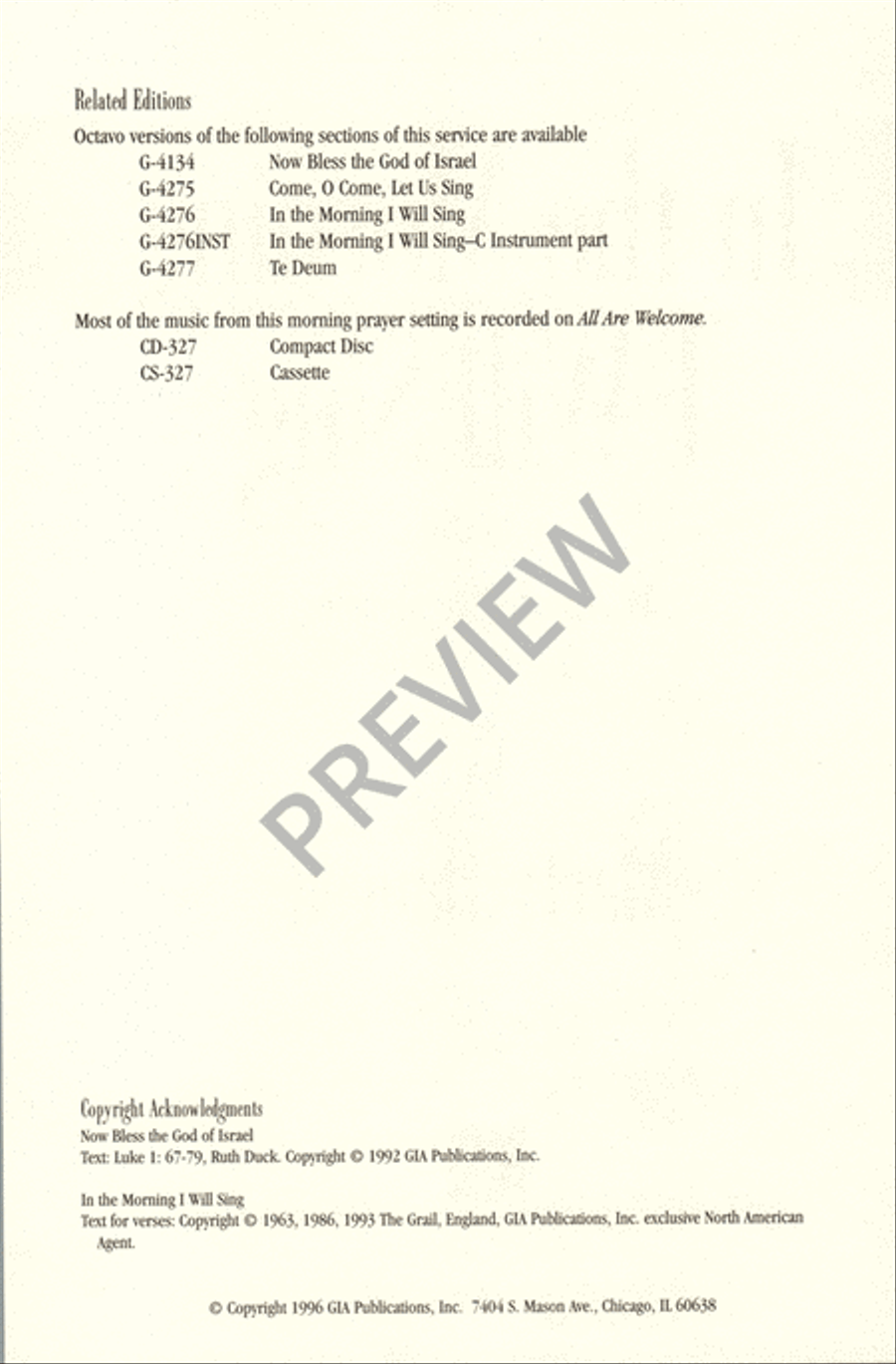 In the Morning I Will Sing Unison Choir scores gallery preview page 4