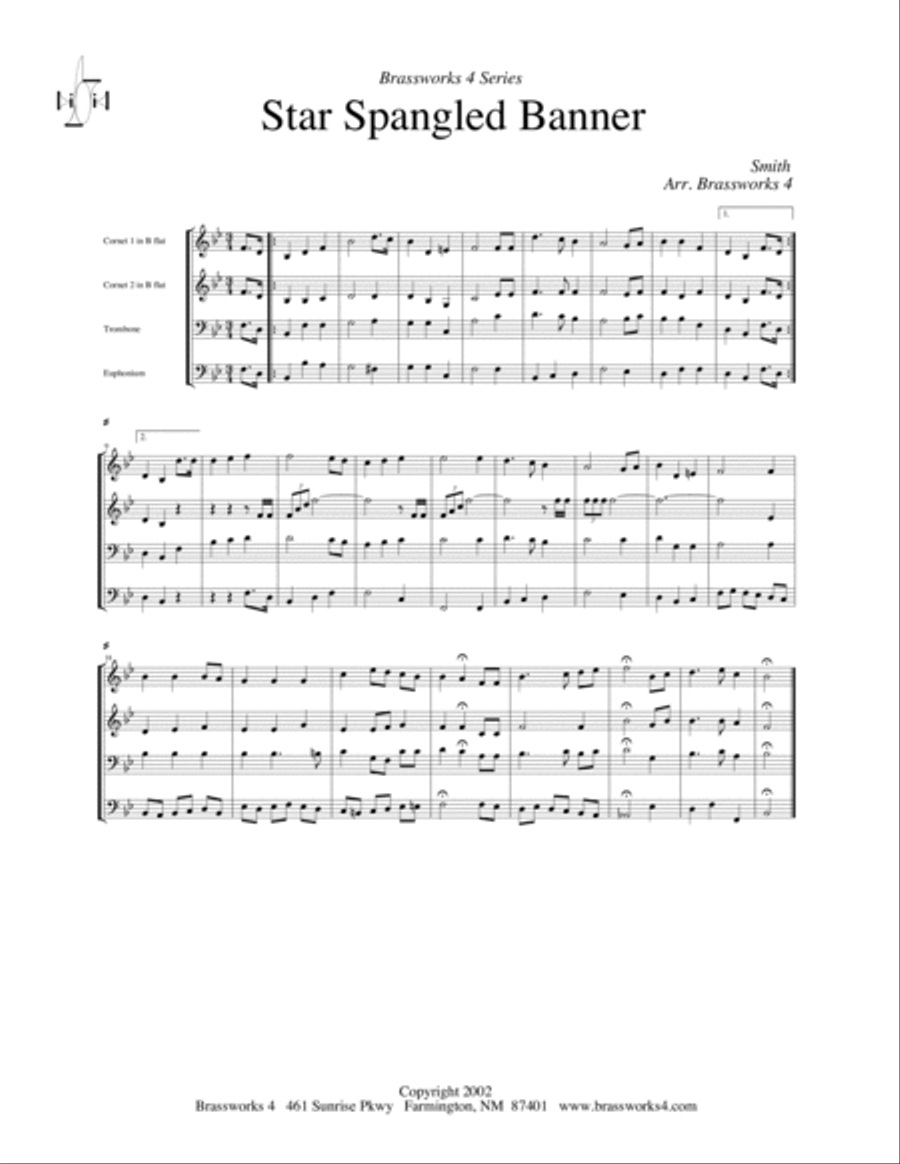 The Star Spangled Banner Brass Quartet scores gallery preview page 2