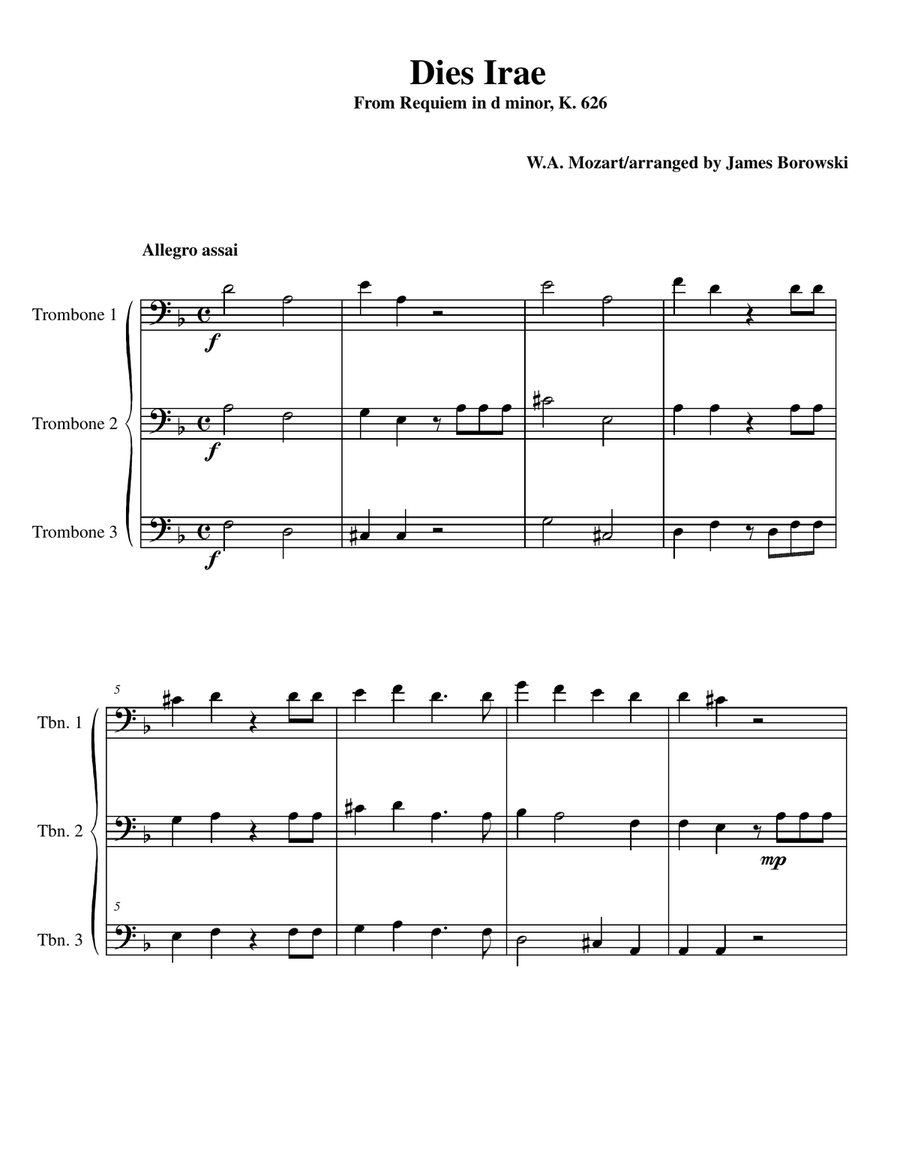 Dies Irae - from Mozart Requiem in d minor Brass Ensemble scores gallery preview page 2