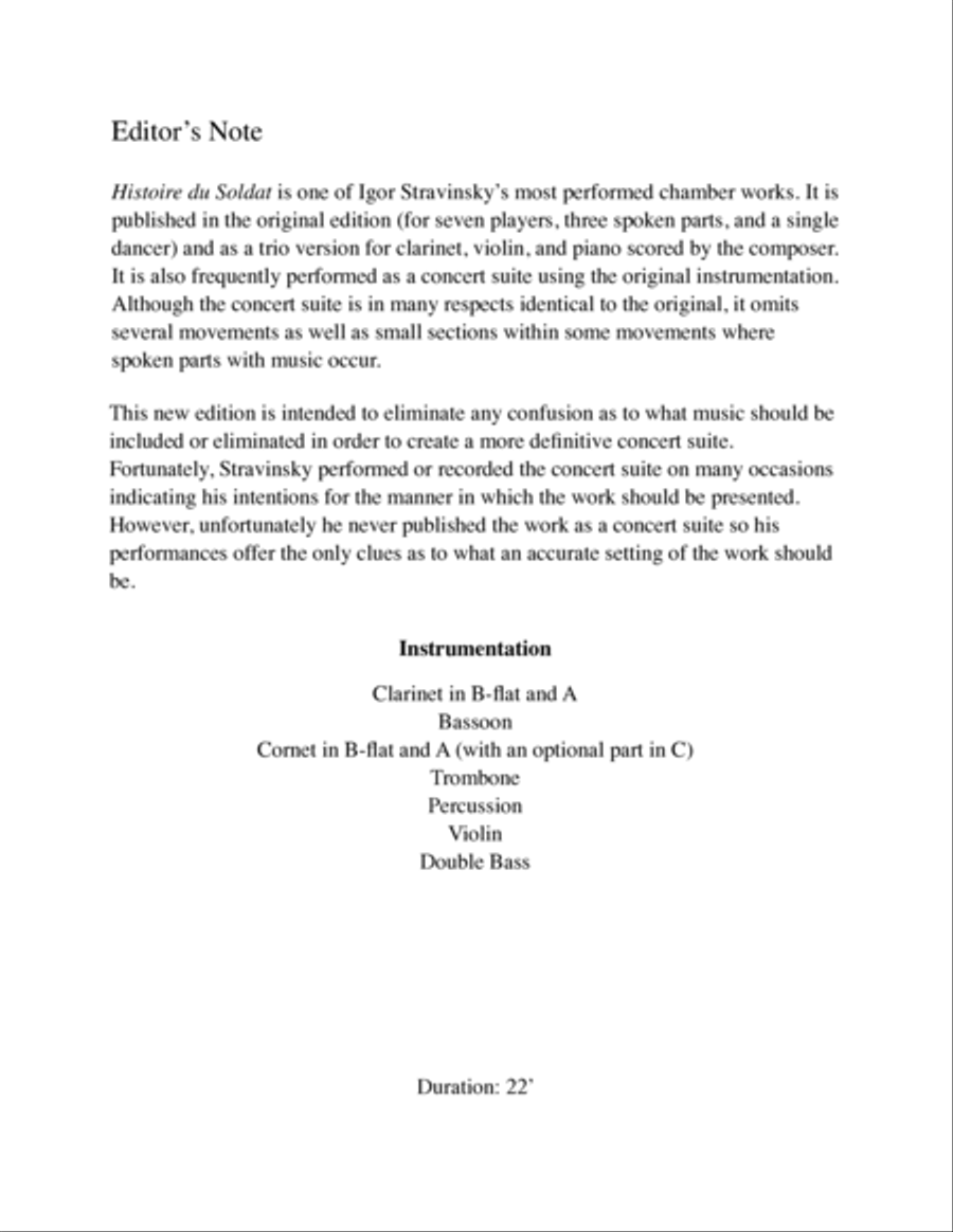 Histoire du Soldat Concert Suite Chamber Music scores gallery preview page 3