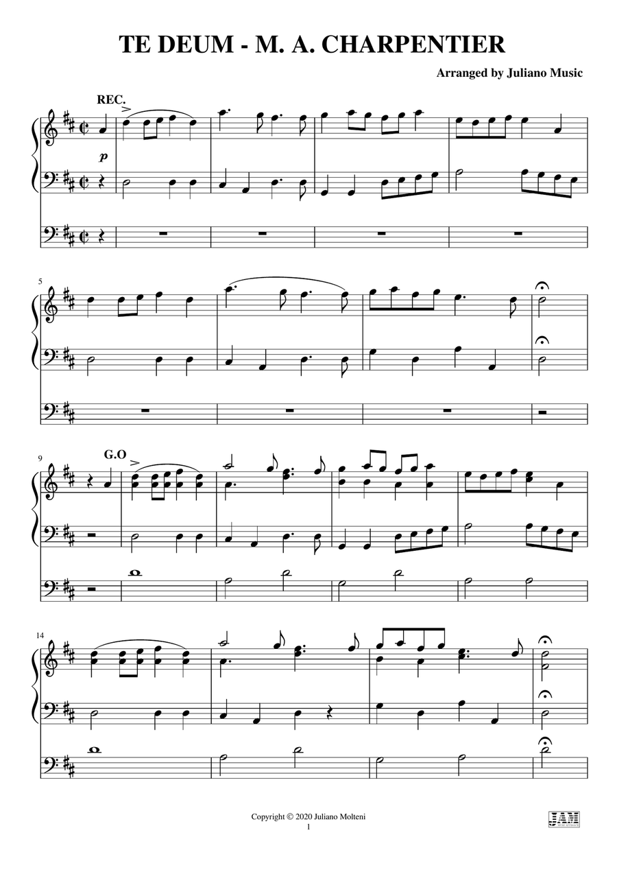 TE DEUM (EASY ORGAN) - M. A. CHARPENTIER Organ Solo scores gallery preview page 3