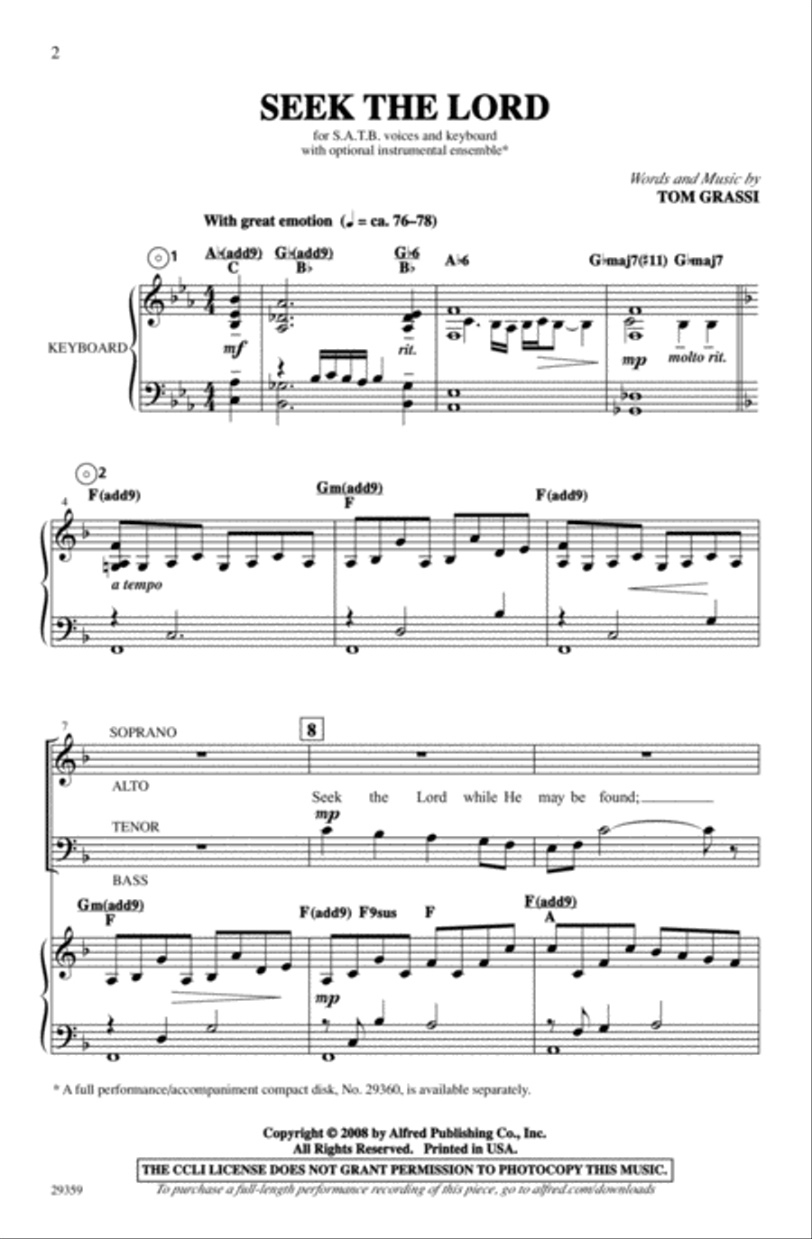 Seek the Lord 4-Part scores gallery preview page 1