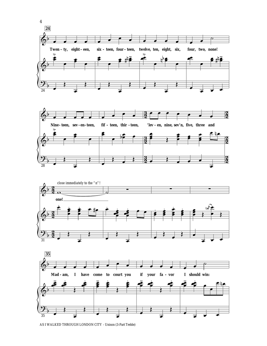As I Walked Through London City Unison Choir scores gallery preview page 3