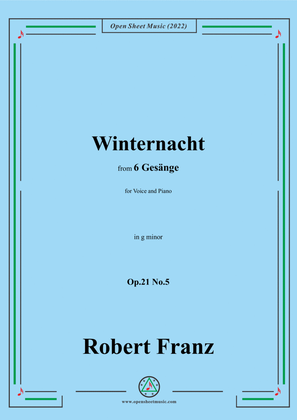Book cover for Franz-Winternacht,in g minor,Op.21 No.5,for Voice and Piano