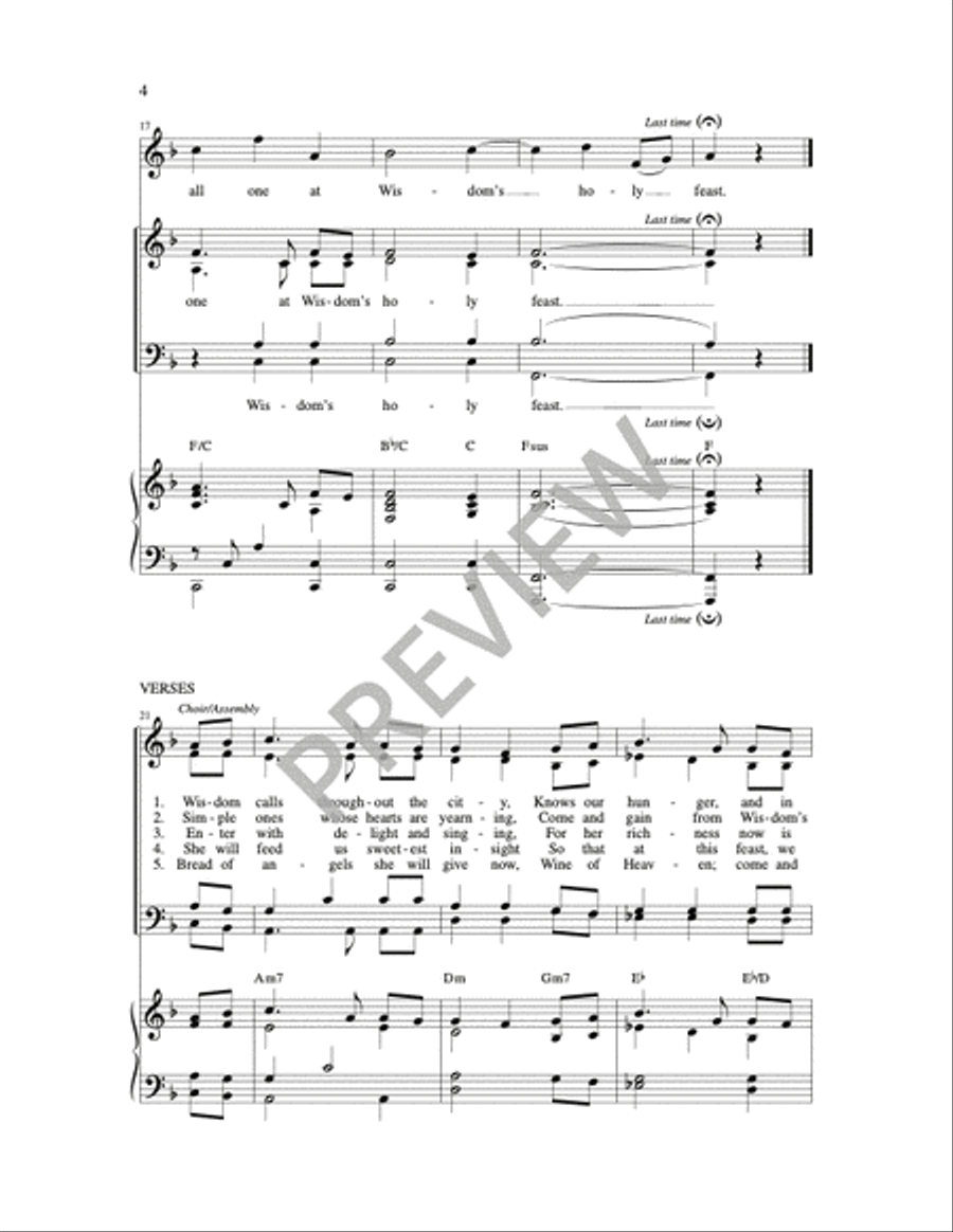 Wisdom's Feast 4-Part scores gallery preview page 4