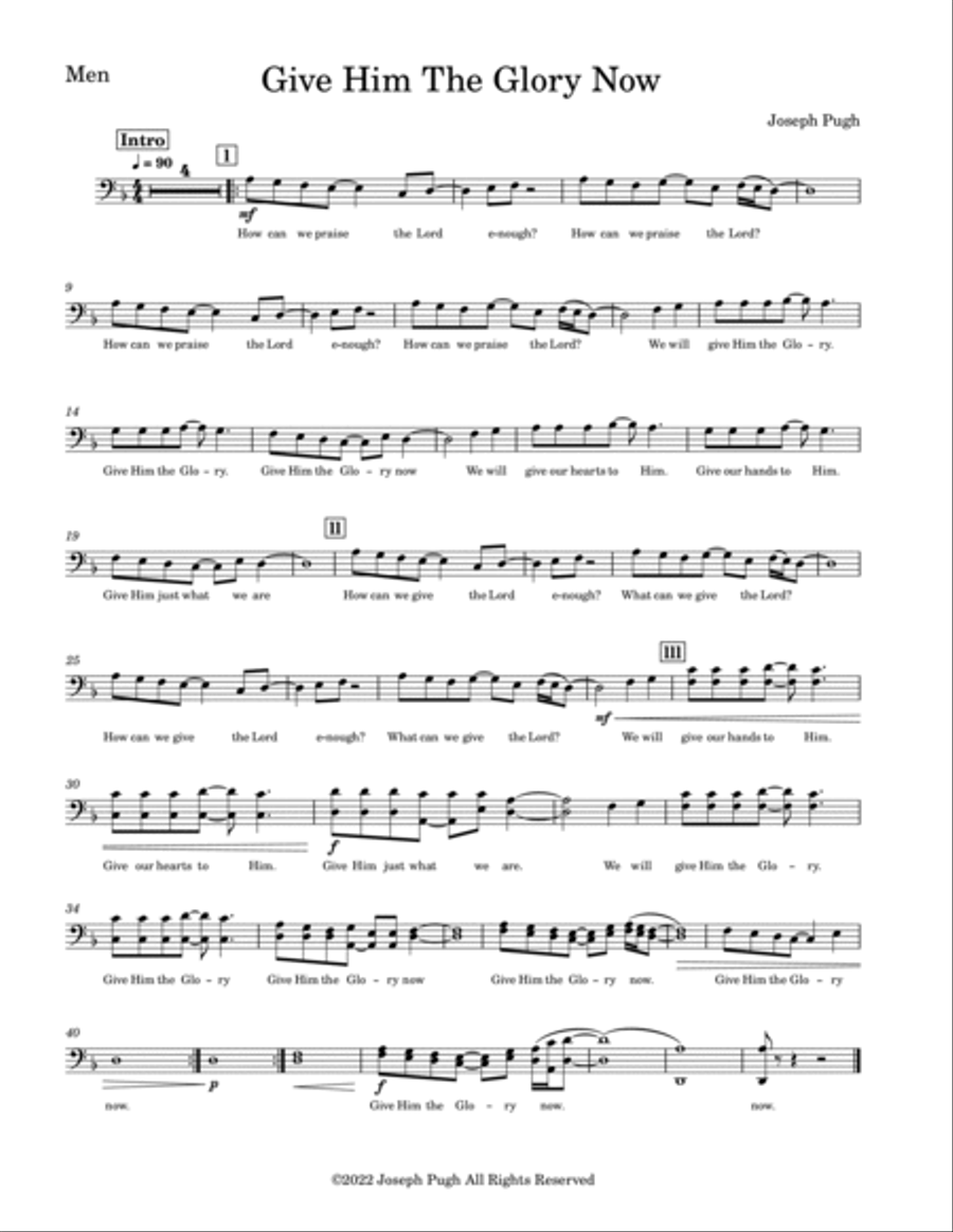 Give Him The Glory ( Choir) 4-Part scores gallery preview page 2