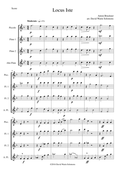 Locus Iste for flute quartet (piccolo, 2 flutes and alto flute) image number null