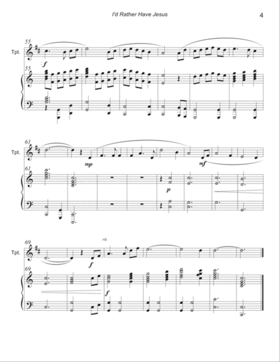I'd Rather Have Jesus I'd Rather Have Jesus B-Flat Trumpet scores gallery preview page 4