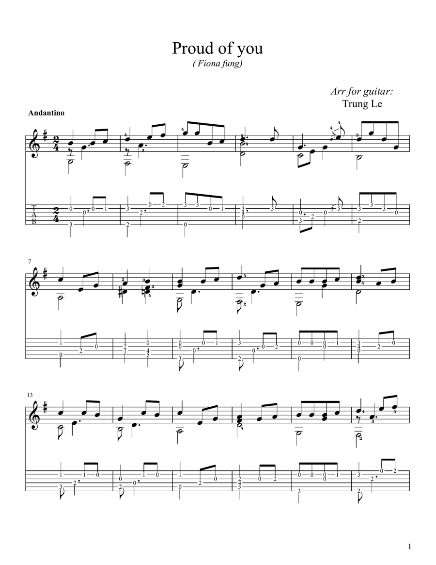 Proud of you(Guitar) Proud of you(Guitar) Small Ensemble scores gallery preview page 1