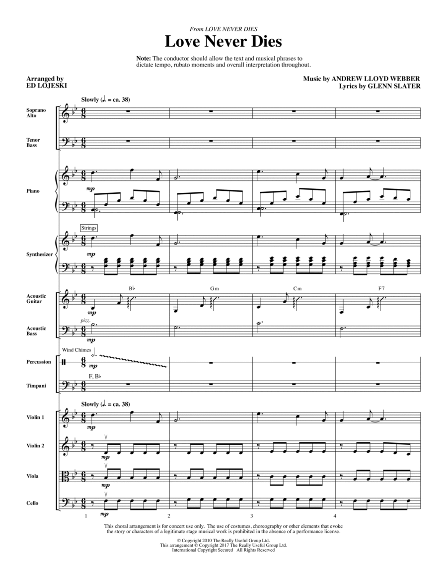 Love Never Dies - Full Score Choir scores gallery preview page 1