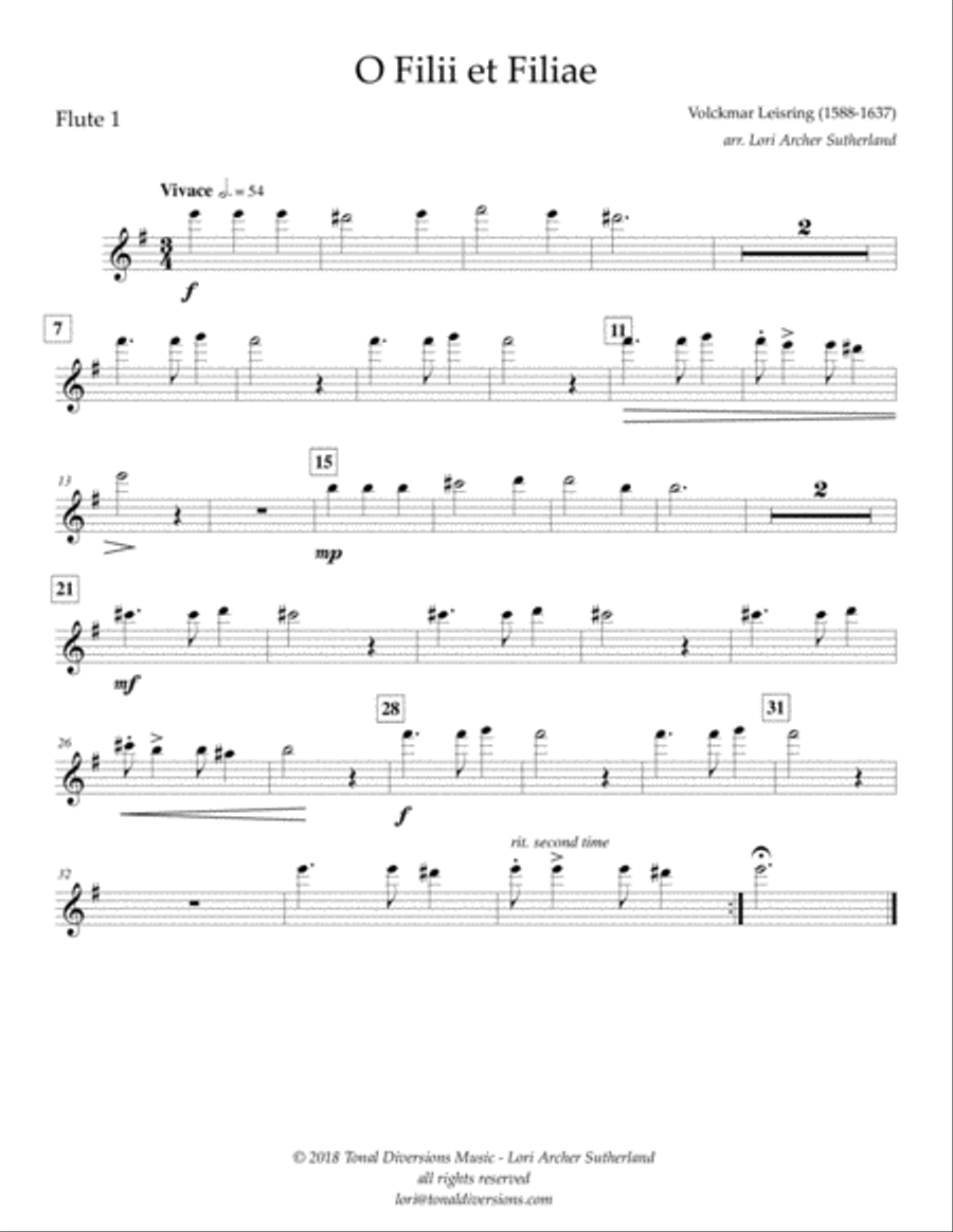 O Filii et Filiae Flute Choir scores gallery preview page 4