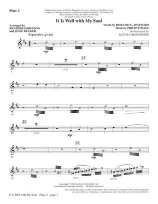 Book cover for It Is Well with My Soul (arr. Heather Sorenson and Jesse Becker) - Flute 2