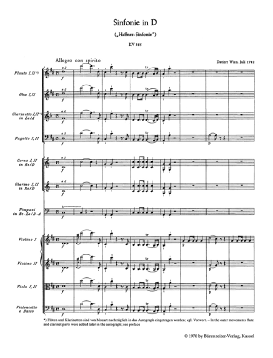 Sinfonie, No. 35 D major, KV 385 Orchestra scores gallery preview page 2