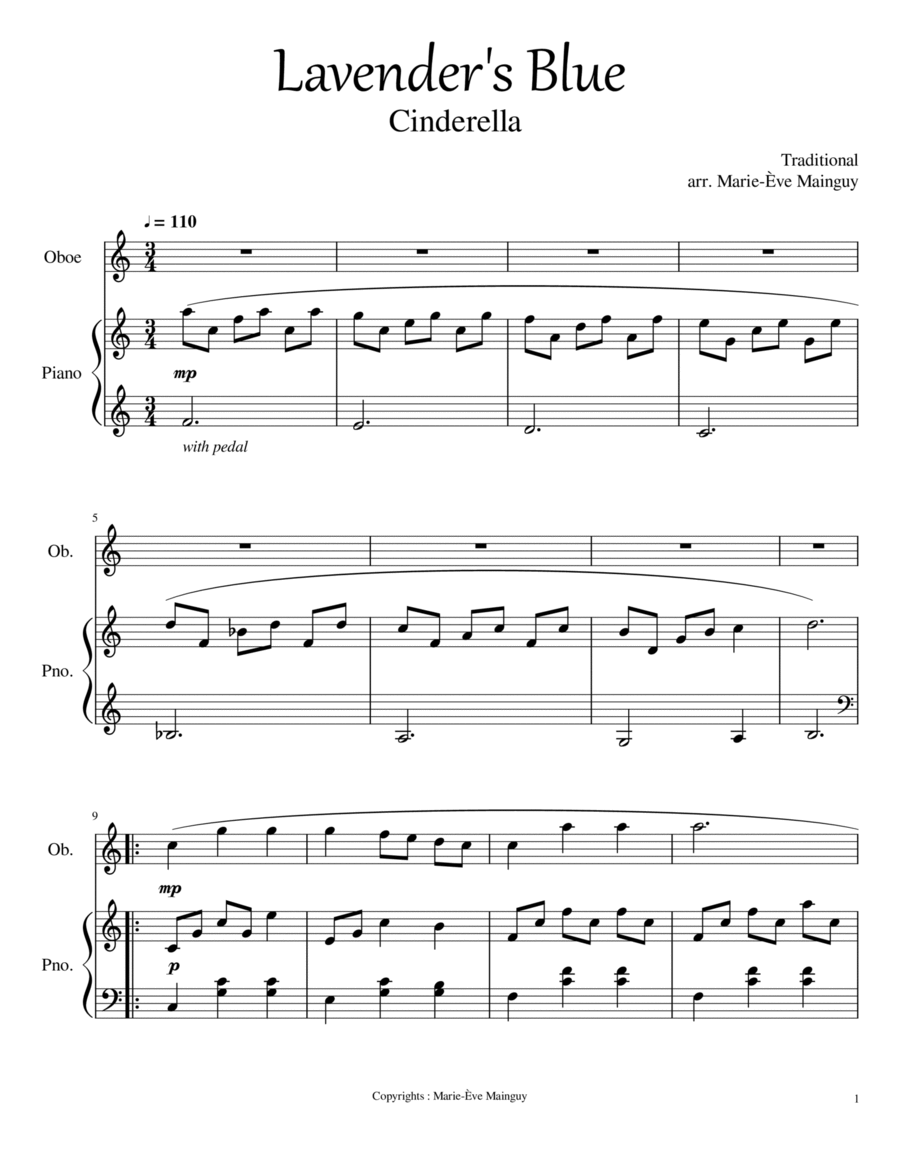 Lavender's Blue Piano scores gallery preview page 1