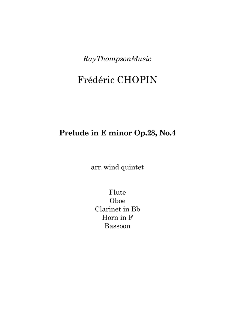 Chopin: Prelude No 4 in E Minor Op.28 No.4 - wind quintet Woodwind Quintet scores gallery preview page 2