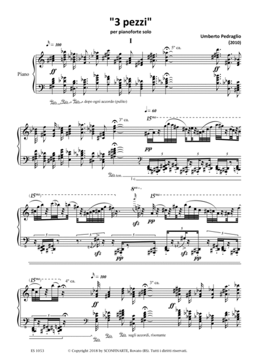 Umberto Pedraglio: 3 PEZZI (ES 1053) per Pianoforte