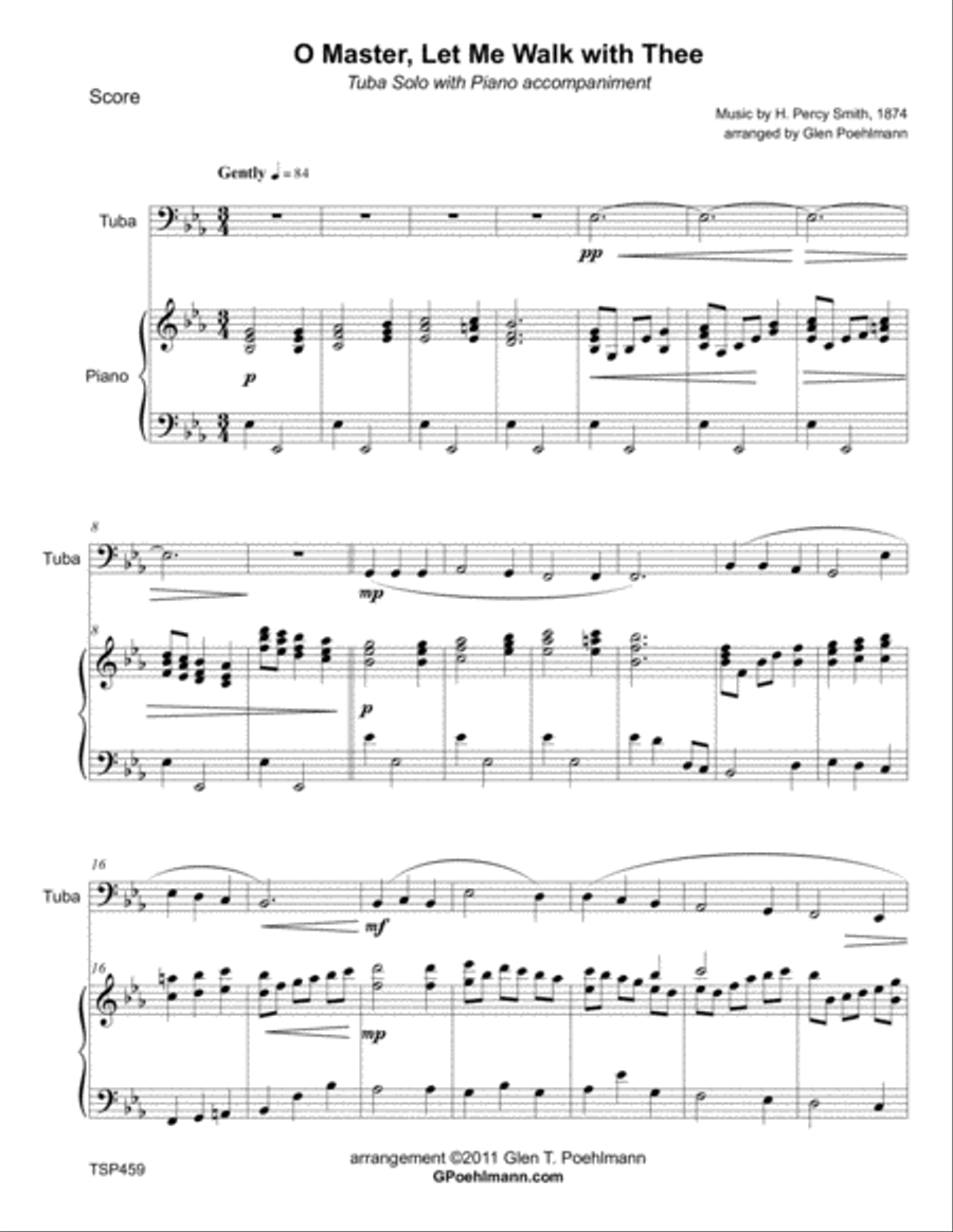 O MASTER LET ME WALK WITH THEE - TUBA SOLO with Piano Accompaniment Piano scores gallery preview page 1