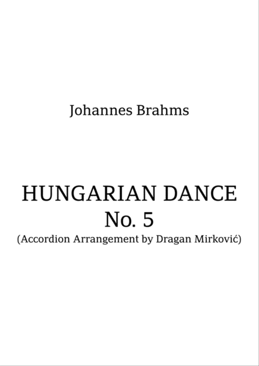 Hungarian Dance No. 5, for Accordion Accordion scores gallery preview page 1