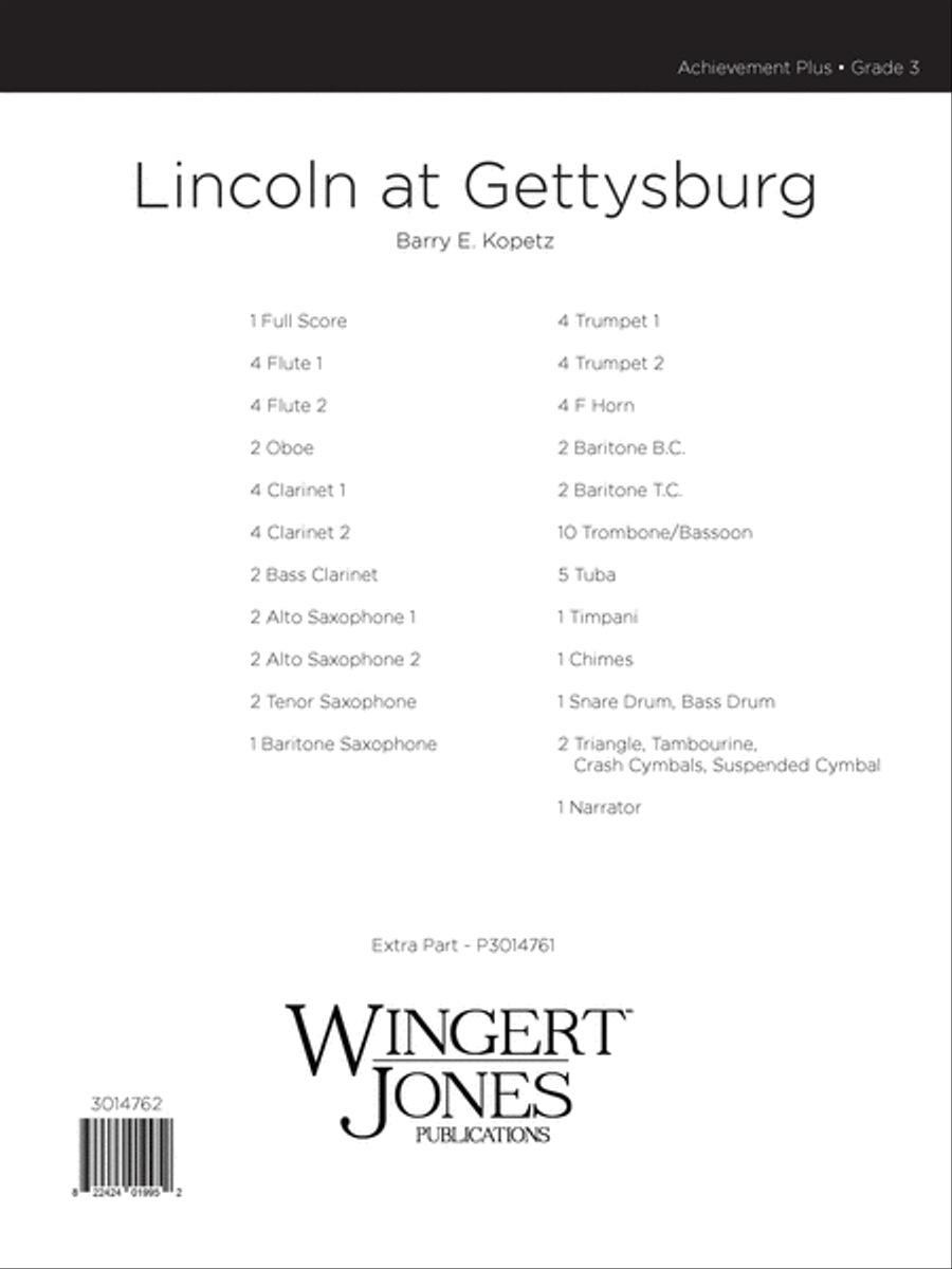 Lincoln At Gettysburg (Score) Concert Band scores gallery preview page 1