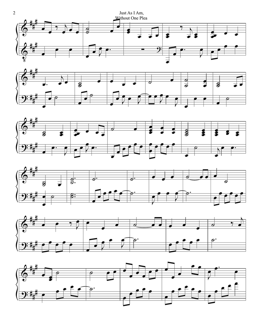 PIANO - Just as I Am (Piano Hymns Sheet Music PDF) Piano Solo scores gallery preview page 2