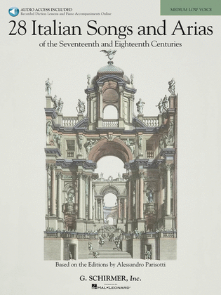 Book cover for 28 Italian Songs & Arias of the 17th & 18th Centuries – Medium Low, Book/Online Audio