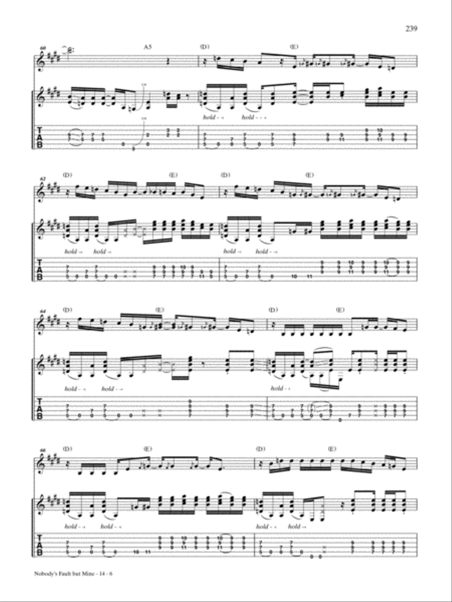 Nobody's Fault But Mine Guitar Tablature scores gallery preview page 6
