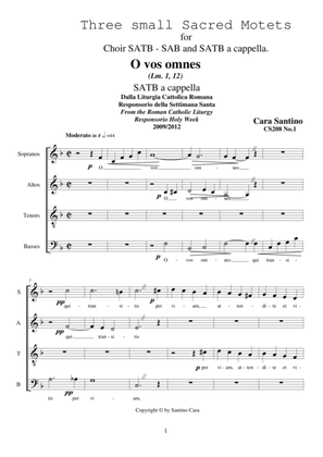 Book cover for Three small Sacred motets for Choir SATB - SAB - SATB a cappella