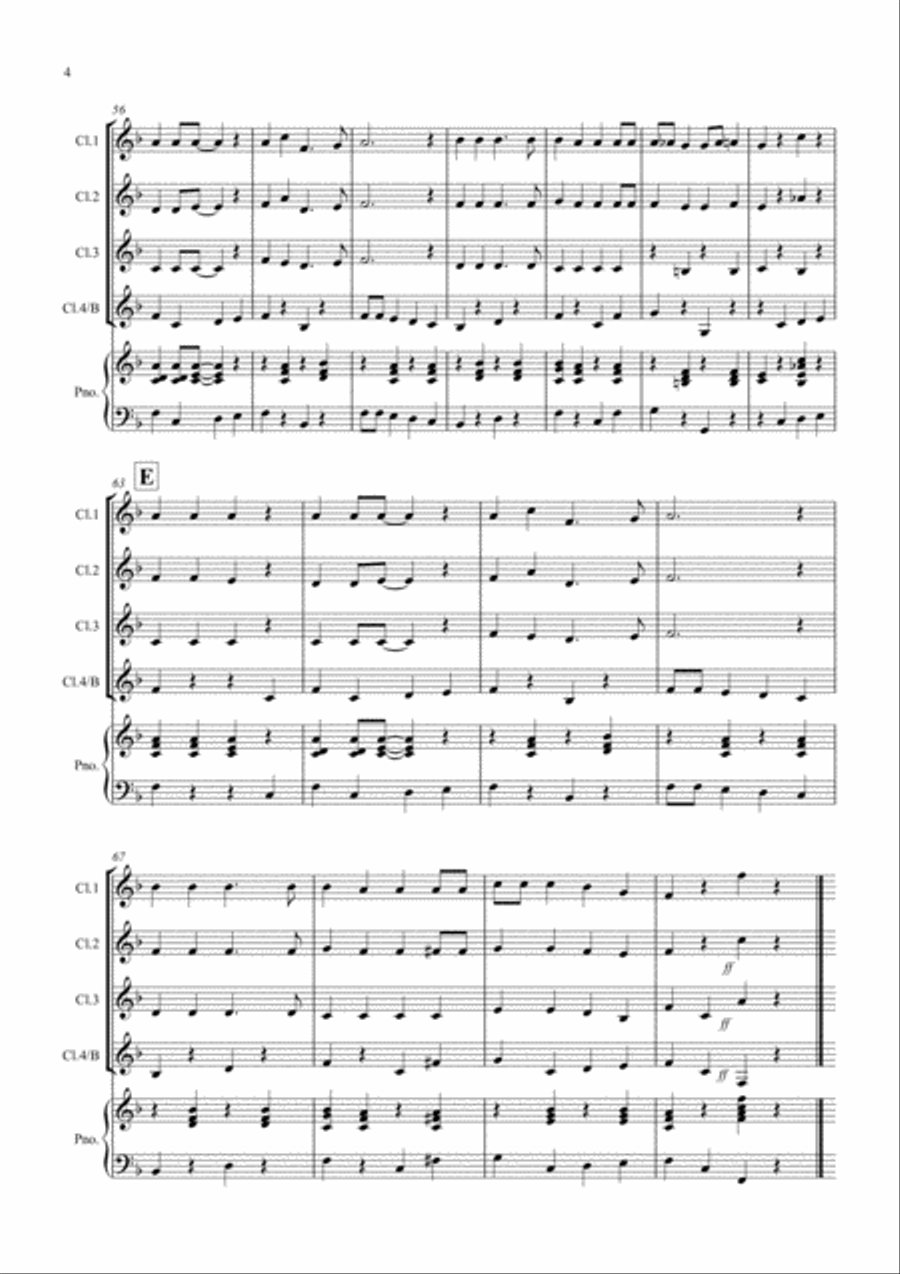 Jingle Bells (Jazzy Style!) for Clarinet Quartet Clarinet Quartet scores gallery preview page 4