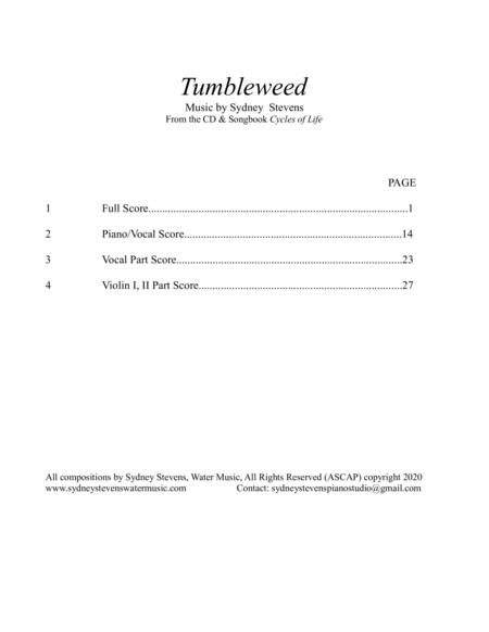 "Tumbleweed" - (Part Scores) image number null