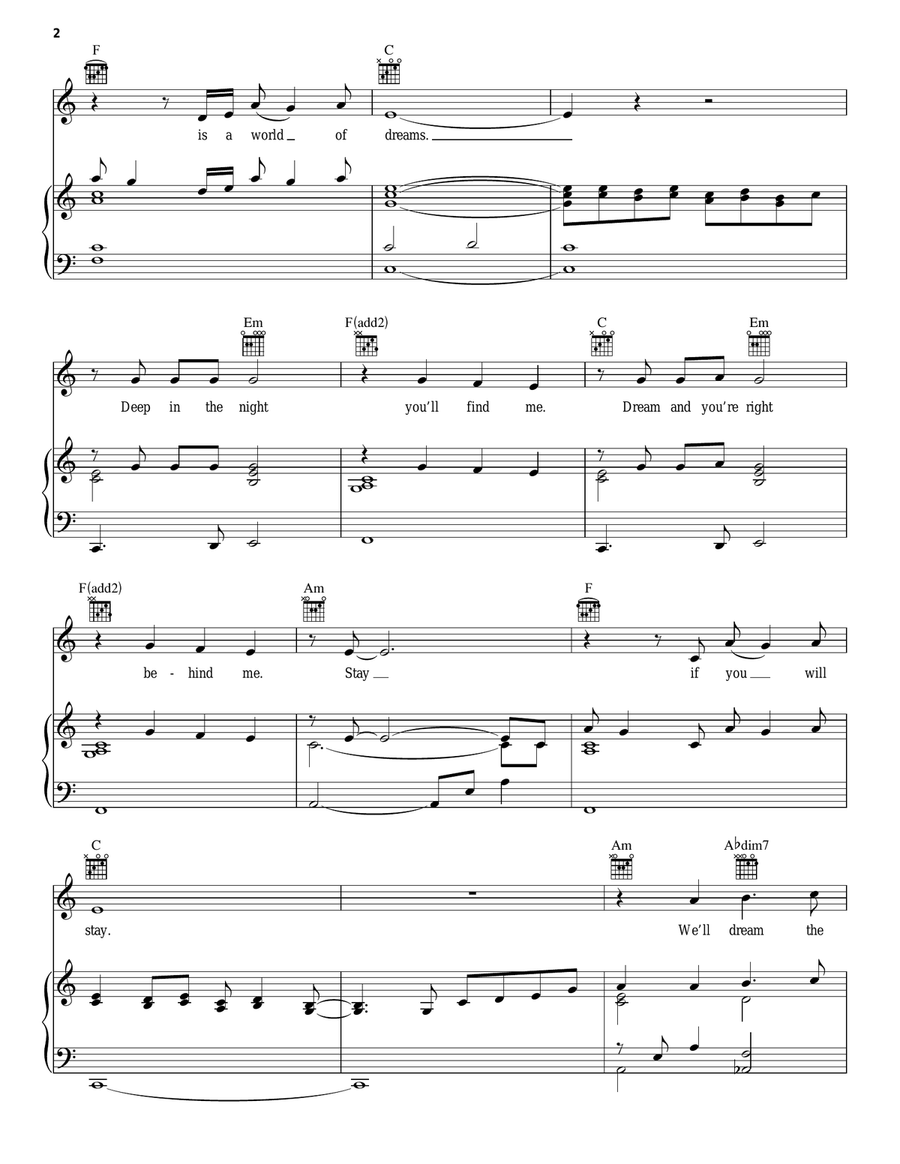 Dreams To Dream (Finale Version) Piano, Vocal, Guitar scores gallery preview page 2
