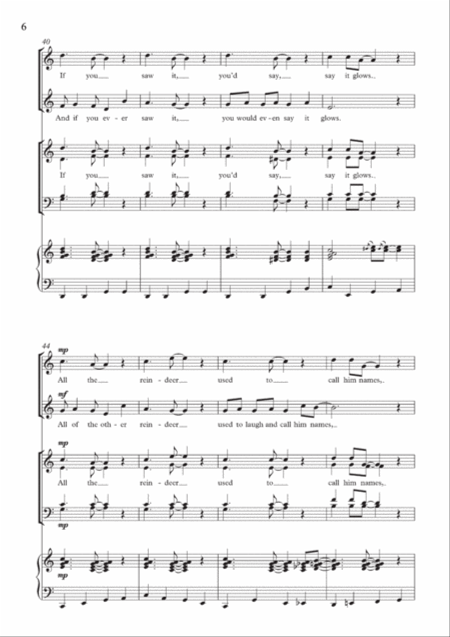 Rudolph The Red-Nosed Reindeer (arr. Richard Allain) 4-Part scores gallery preview page 6