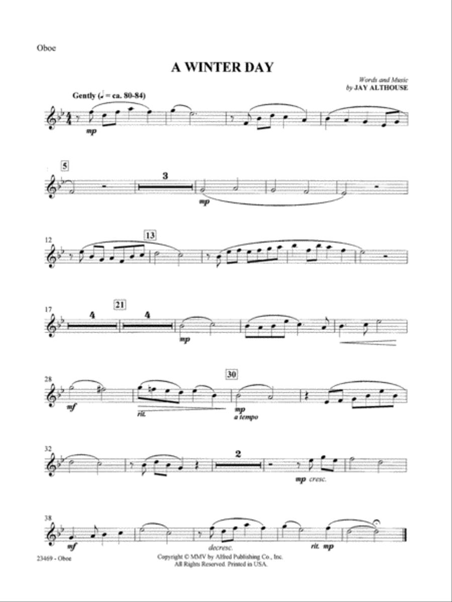 A Winter Day: Oboe A Winter Day: Oboe Oboe Solo scores gallery preview page 1