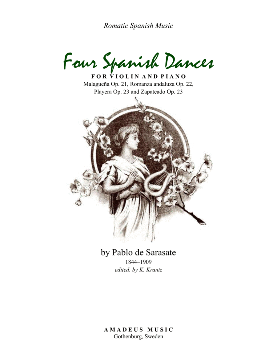 4 Spanish Dances by Sarasate for violin and piano Violin Solo scores gallery preview page 1